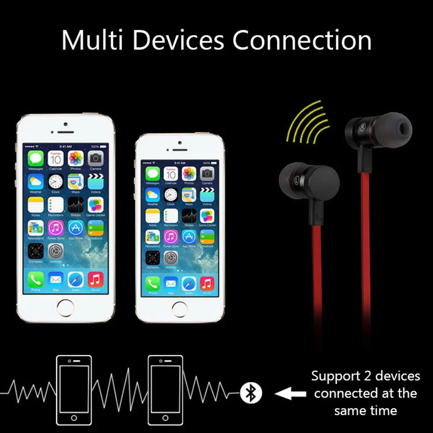 Магнитные беспроводные наушники Aimitek Bluetooth спортивные стерео музыка для бега iPhone