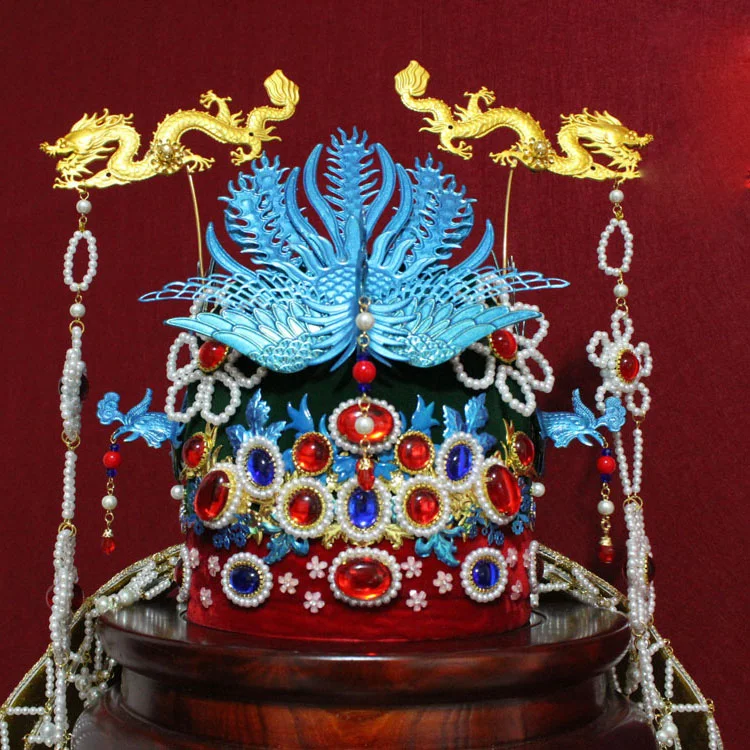 Ming Dynasty императрица Винтажная с драконом Феникс тиара Древний китайский традиционный Корона Головные уборы кисточкой фотография свадебная тиара
