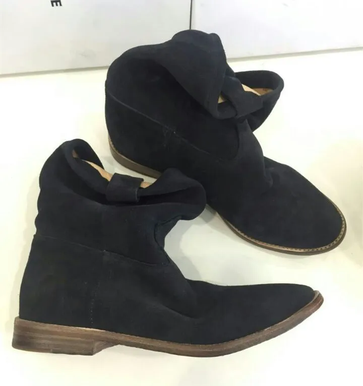 Botines Mujer; замшевые байкерские ботинки из натуральной кожи; обувь в байкерском стиле на скрытой танкетке из телячьей кожи; женские ботильоны ручной работы на плоской подошве