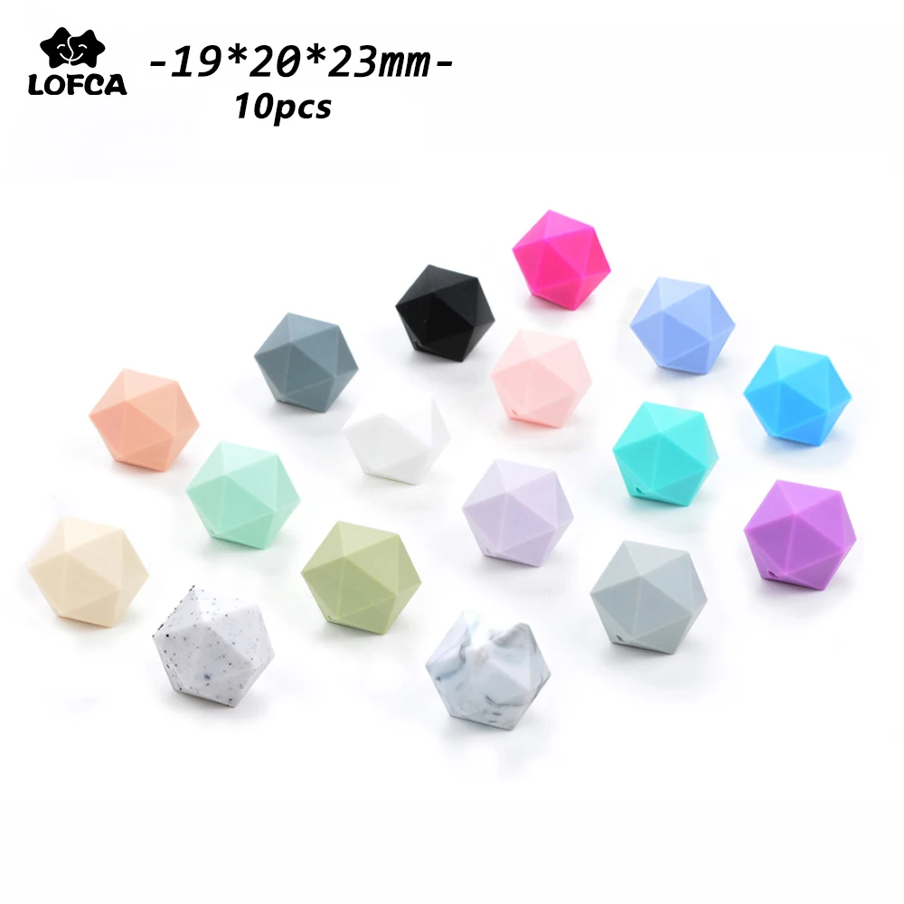 Силиконовые бусины LOFCA Icosahedron 10 шт. Прорезыватель для зубов детское ювелирное