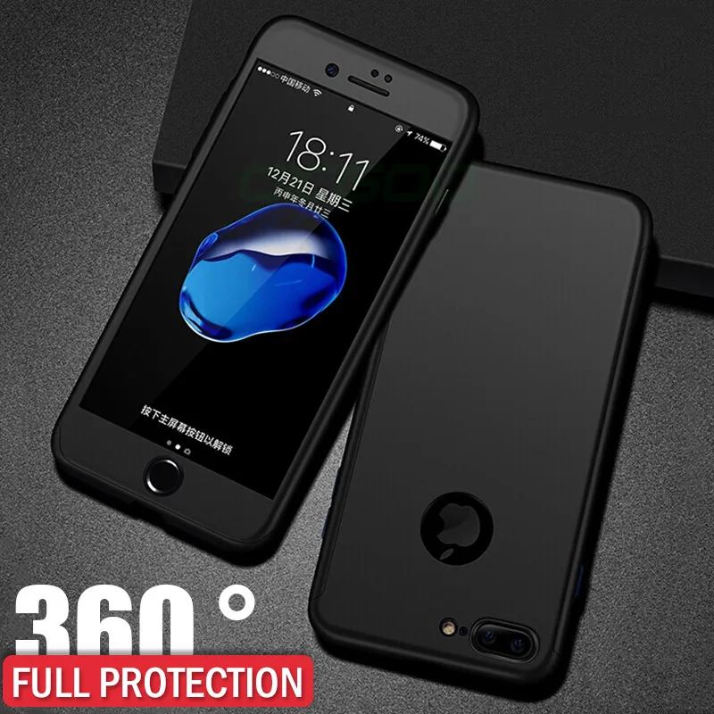 Роскошный чехол OICGOO 360 градусов для iPhone 6 6s 7 8 Plus X 10 чехлы из закаленного стекла |
