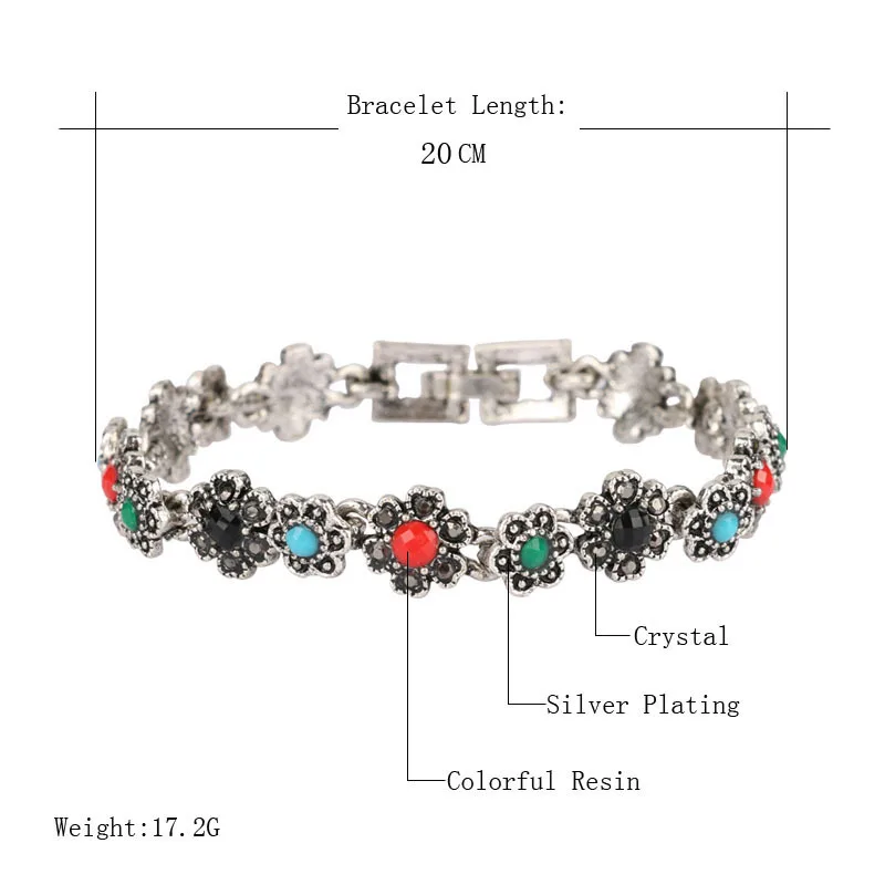 Хит 2015 модные браслеты с цветами и шармами серебряным покрытием винтажные