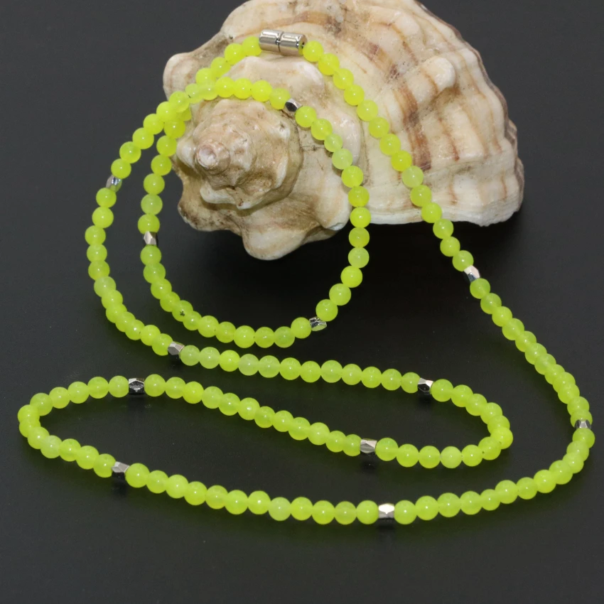 Бесплатная доставка длинные цепи 4 ряда Lemon нефриты Халцедон камень мм круглые