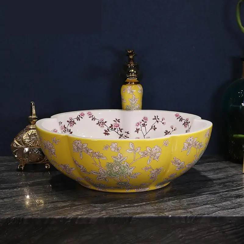 Jingdezhen умывальник в форме цветка антикварный туалет керамический художественный