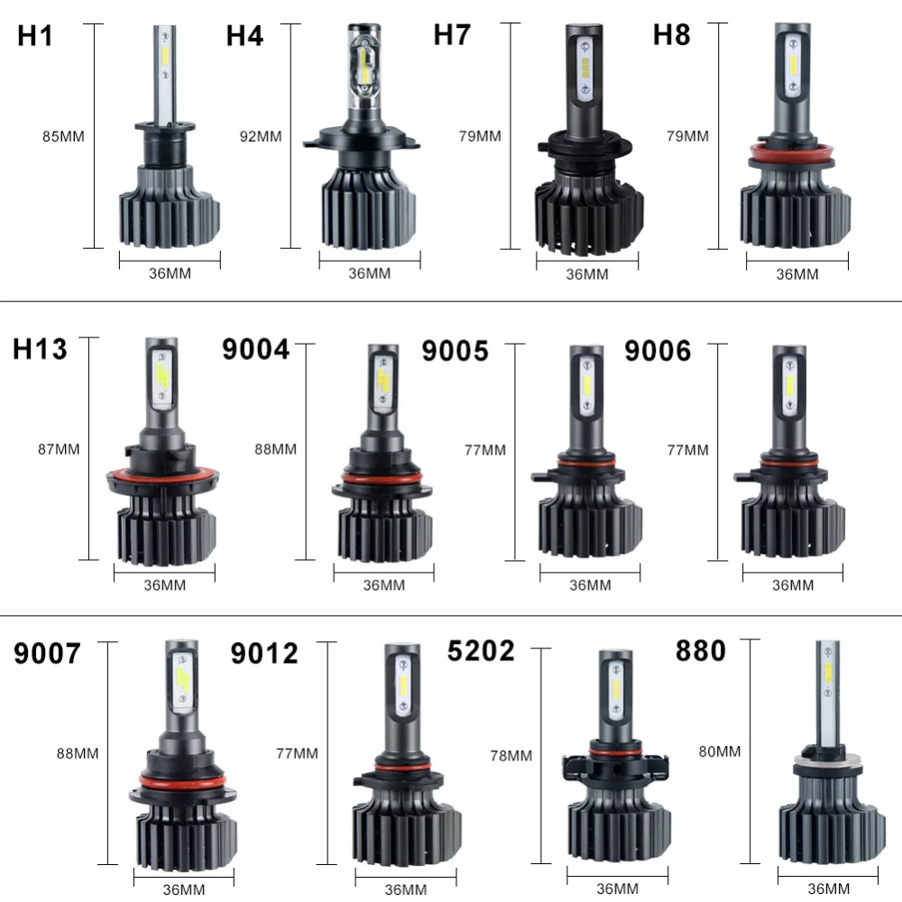 Led автомобилей головной светильник H4 H7 H11 H1 H3 H13 9004 9005 9006 9007 9012 5202 880 881 D1s светодиодные фары 12V автомобильный светильник 12000Lm лампы головной светильник