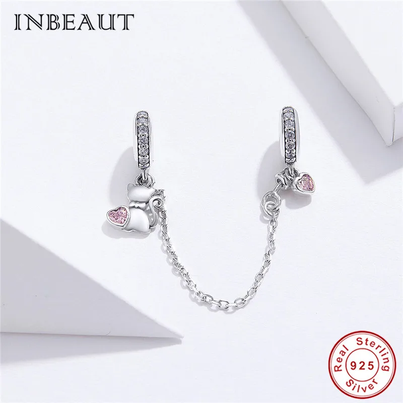 INBEAUT 100% 925 пробы Серебряная Милая женская мужская пара кошек силиконовая защитная