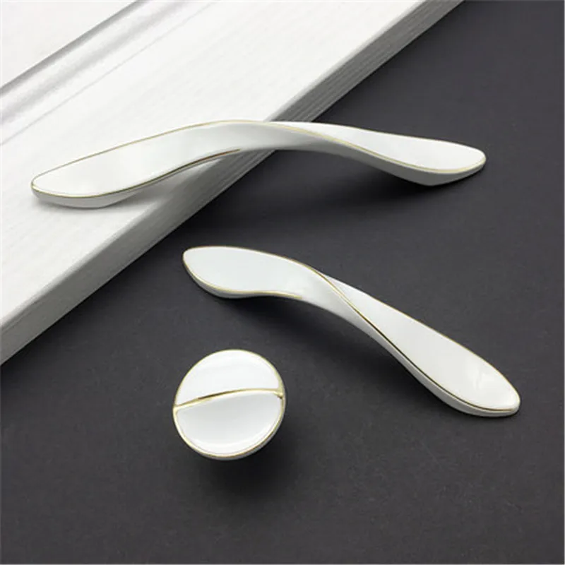 Ручки и ручки для комодов Американский шкаф Черный Белый Простая Современная