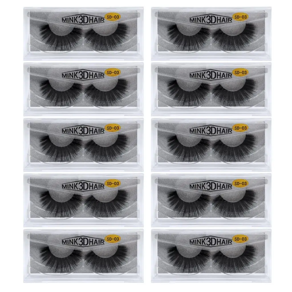 SD03(10Pairs) 10 пар норковых ресниц 3D ресницы из шерсти норки оптом норковые меховые ресницы ручной работы пересекающие натуральные норковые ресницы густые ресницы 17 видов стилей cilios - Цвет: SD03(10Pairs)