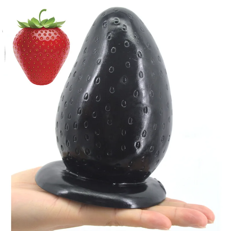 FAAK Strawberry Super Big Anal Plug Butt Silicone Suction Cup Booty Beads Unisex Sex Toys for Man and Women | Красота и здоровье