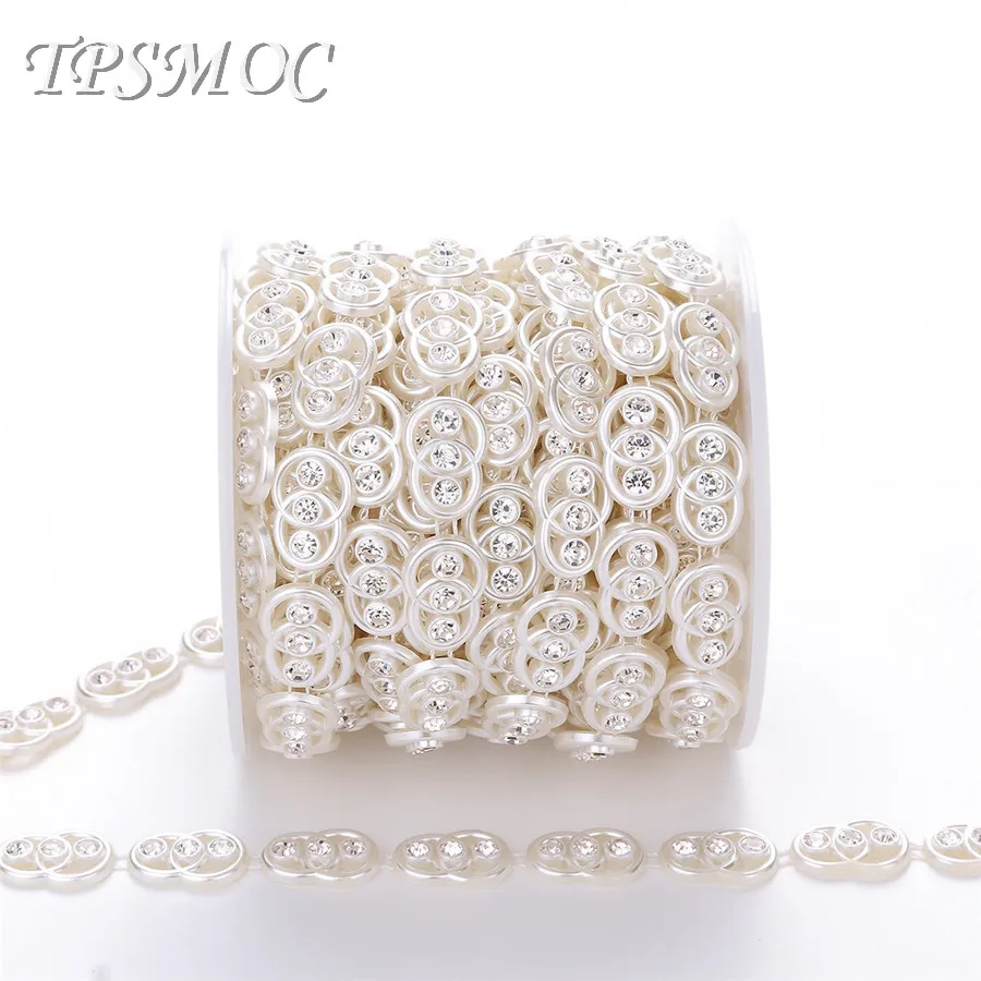 TPSMOC 10 ярдов отделка ПРИШИТАЯ искусственная цепочка с жемчугом и стразами