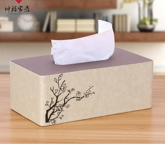 large plum blossom A Высококачественный pu кожаный держатель для бумажных полотенец pu кожаные коробки для салфеток Авто Декор для интерьера чехол для полотенец органайзер для носового платка - Цвет: large plum blossom A
