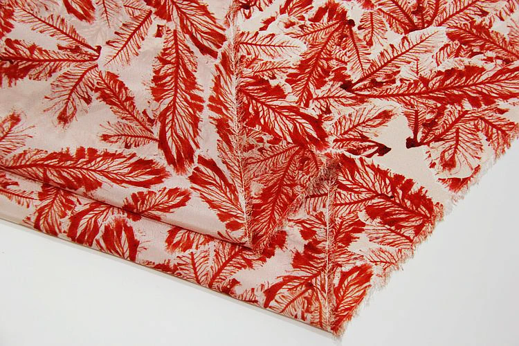 100% натуральный шелк крепдешин новинка юбка с красными листьями рубашка шаровары