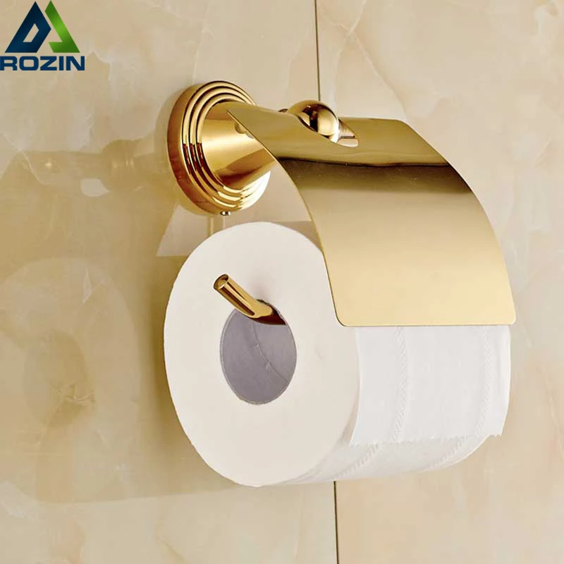 Золотой настенный держатель для туалетной бумаги из латуни с водонепроницаемым