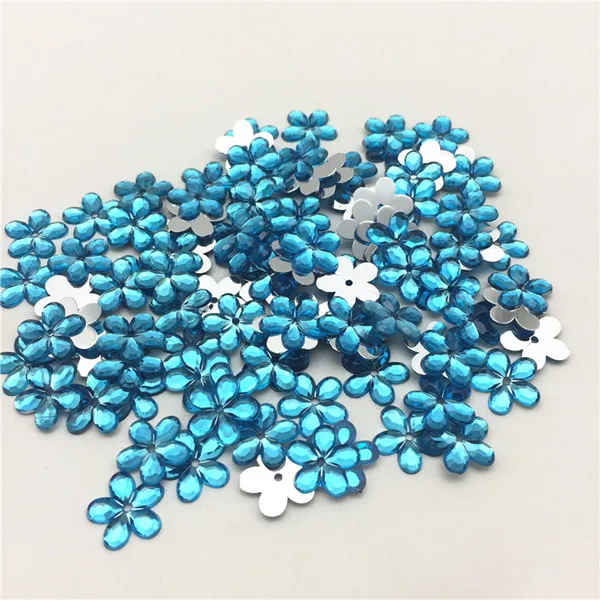 Turquoise 100 шт 12 мм Блестящий Цветок драгоценные камни плоские с оборота украшения DIY телефон украшения ногтей ремесла 11 цветов - Цвет: Turquoise