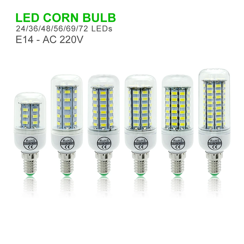 ANBLUB E27 Лампа E14 G9 GU10 B22 Светодиодный светильник 220 в 240 В 5730 SMD кукурузный 24 36 48 56 69 72