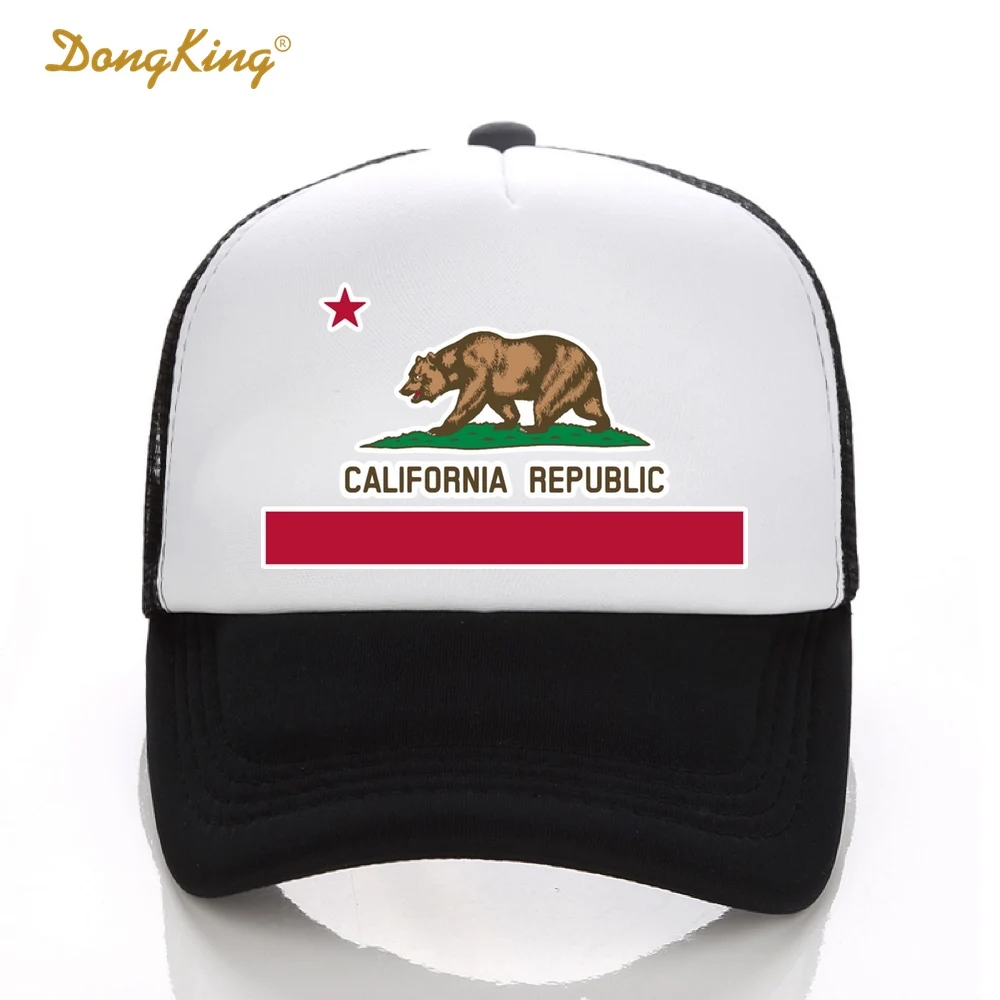 Фото DongKing Кепка Дальнобойщик из Калифорнийского флага бейсболка в сеточку ретро