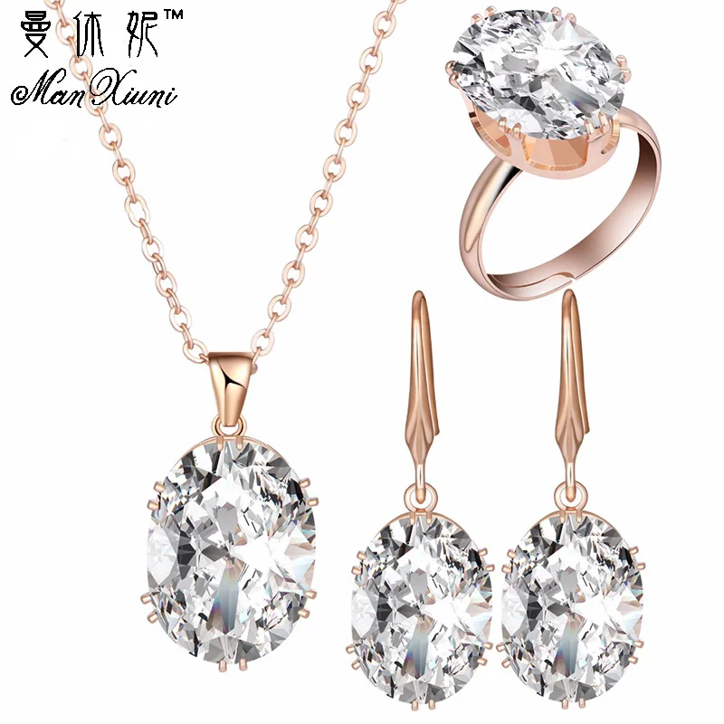 Женский комплект свадебных серег Manxiuni ювелирных изделий цвета розового золота с