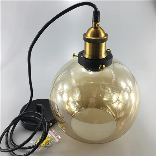 B Amber Glass Винтажные подвесные светильники стеклянные подвесные лампы Лофт промышленный подвесной светильник дымчато-серый Lamparas De Techo Colgante современный блеск кулон - Цвет корпуса: B Amber Glass