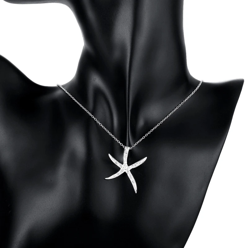 

Garilina Inlaid stone sea star pendant foreign trade export silver color pendant without chain P2107