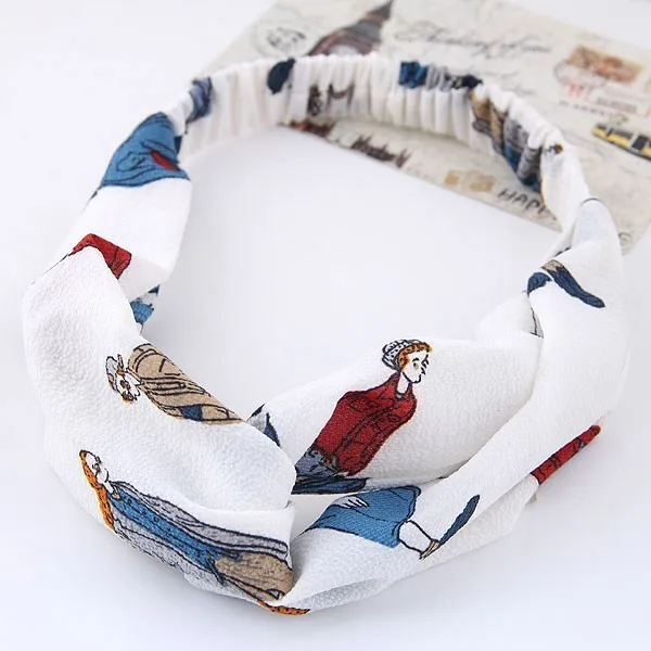 Cartoon Character Elastic Hair Accessories Wide-brimmed Cross-elastic Knot Headband Band Female Headdress | Украшения и
