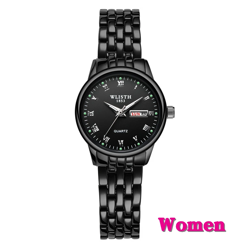 women black Женские часы, модные часы, Женева, дизайн недели, календарь, женские часы, люксовый бренд, алмаз, кварцевые наручные часы, подарок для женщин - Цвет: women black