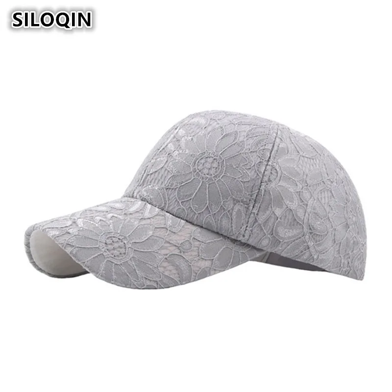

SILOQIN Adult Women's Lace Velvet Breathable Baseball Cap Summer Ventilated Mesh Caps For Women Snapback Embroidery Visor Cap