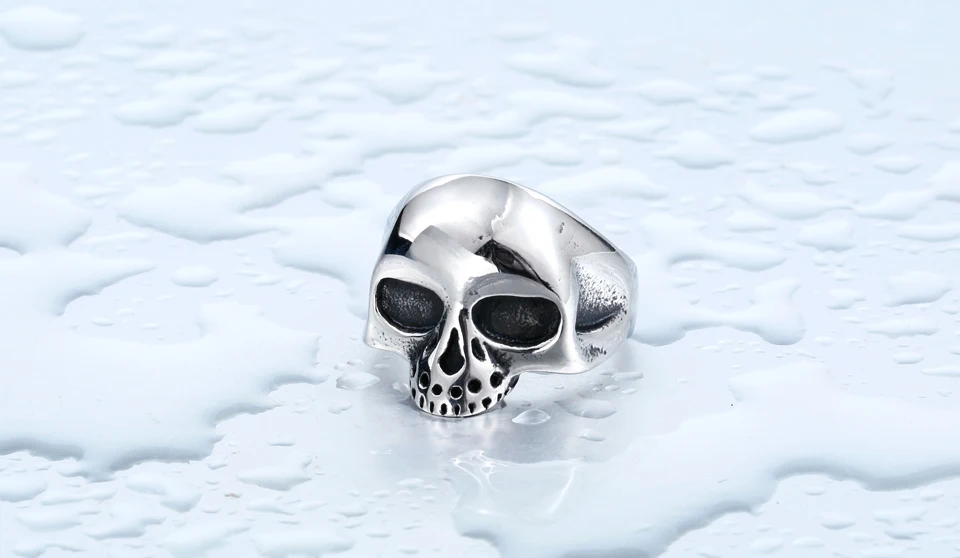 three colour Men's Fashion Punk Black/Silver/Plated-Gold Alien Skull Rings Man 316L Stanless Steel Fashion Jewelry BR8-198