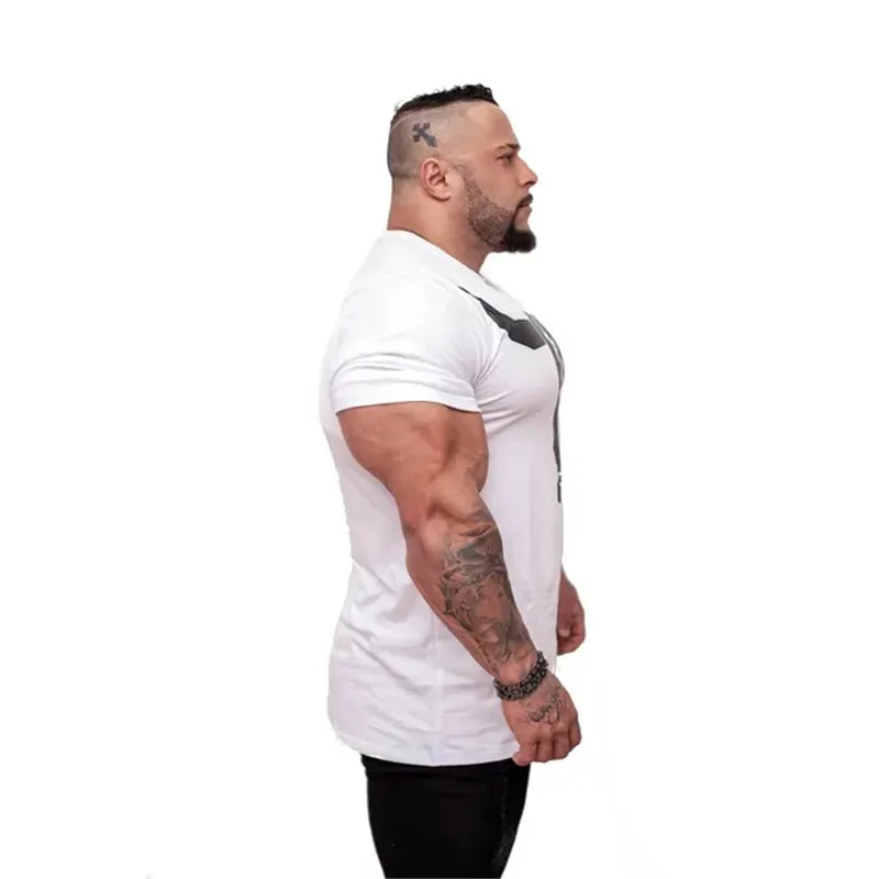 Мужская футболка с круглым вырезом Повседневная принтом для бодибилдинга лето