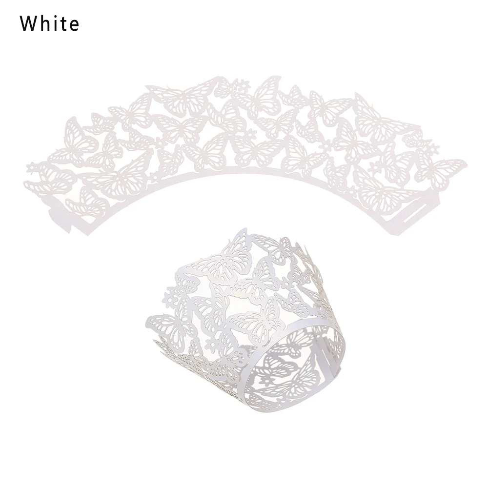 10pcs white 50 шт. кекс Бумага чашек торта формы форма для порционного кекса выпечки кексов коробка чашки чехол вечерние лотка торта вечерние украшения инструменты - Цвет: 10pcs white