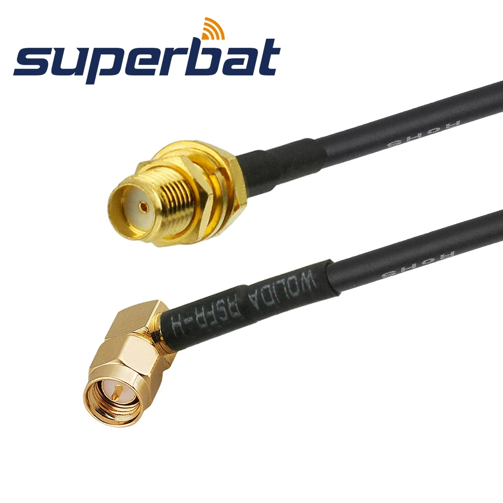 Superbat SMA Female Bulkhead to SMA Male Right Angle Pigtail Cable RG174 15cm