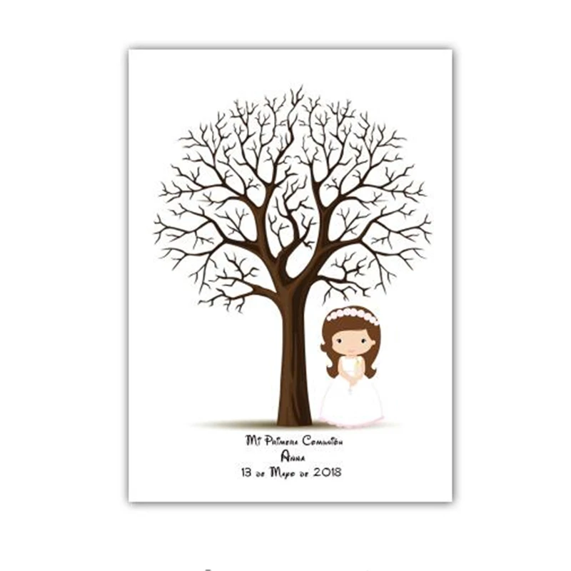 Персонализированная Гостевая книга Mi Primera Comunion с отпечатком пальца украшение для