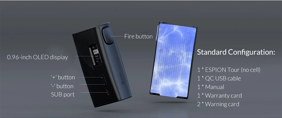 220 Вт Joyetech ESPION Tour Box Mod батарея питание от двух 18650(не входит в комплект) электронная сигарета mod box