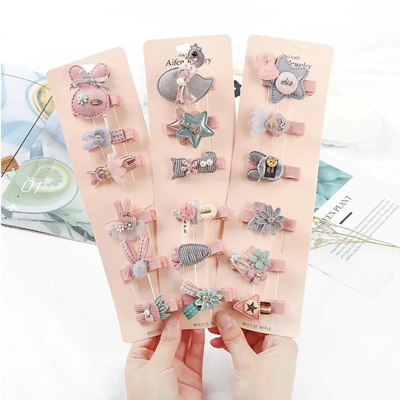 6 шт. аксессуары для волос из ткани с мультяшным рисунком девочек заколка в форме