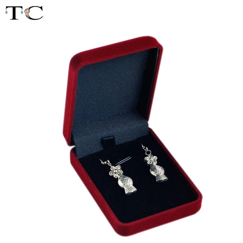 Высококачественная бархатная коробка темно Красного цвета квадратная для