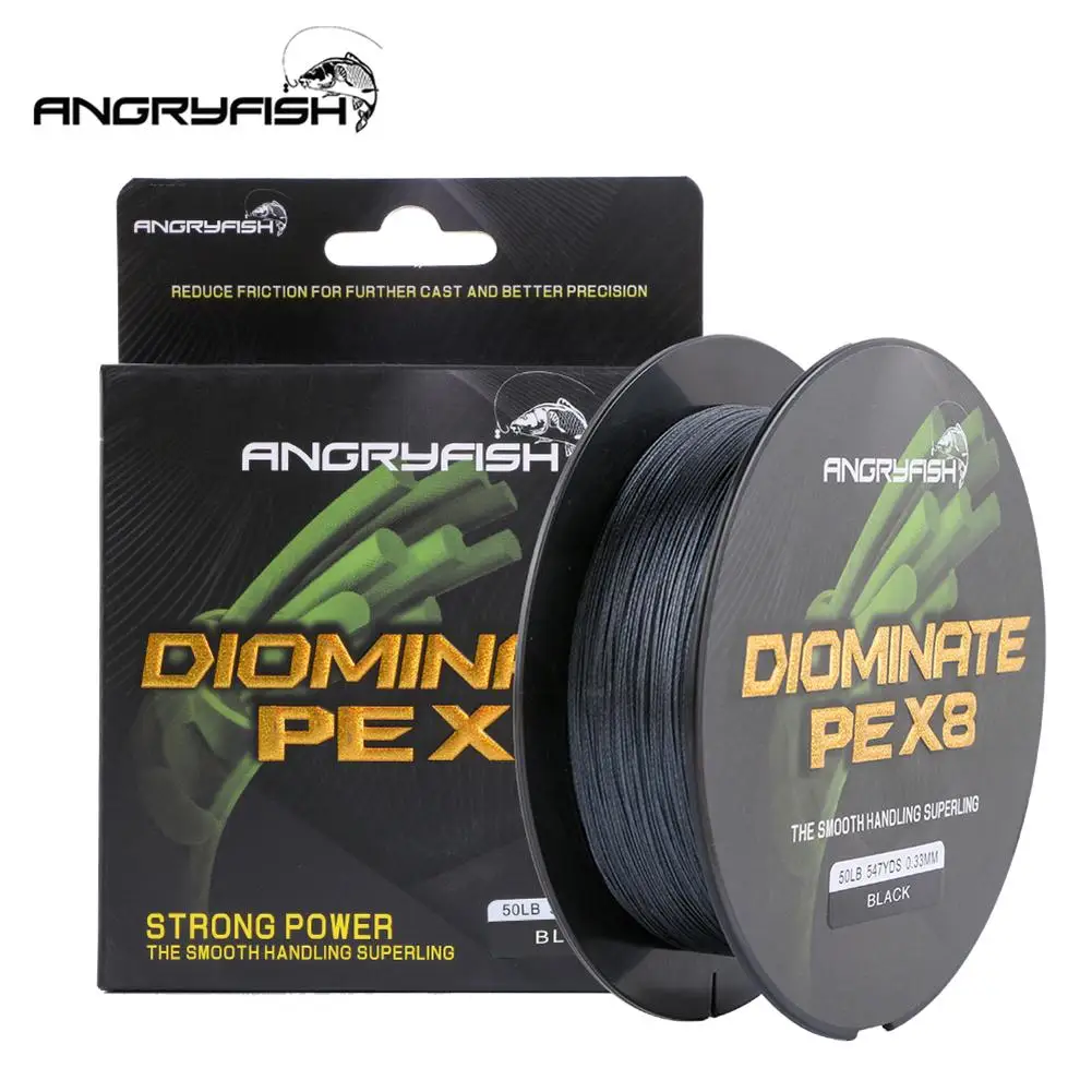 ANGRYFISH Diominate PE X8 леска 500 м/547YDS 8 прядей плетеная многонитевая черная|Рыболовные