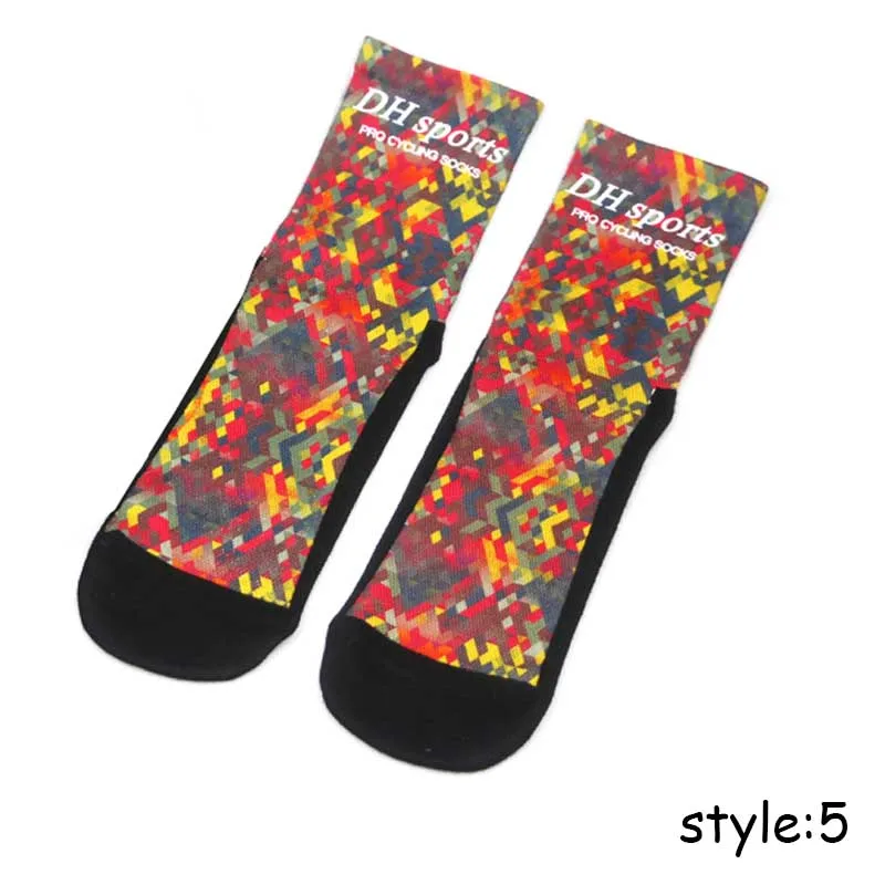 style 5 Высококачественные Профессиональные хлопковые велосипедные носки для горного велосипеда, дышащие спортивные носки с принтом носков для мужчин и женщин - Цвет: style 5