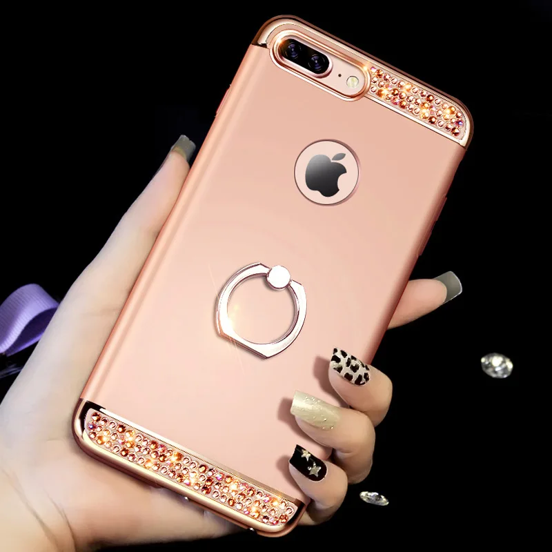 Блестящий чехол для мобильного телефона iphone 11 pro max XR XS 5 se с кольцом-подставкой