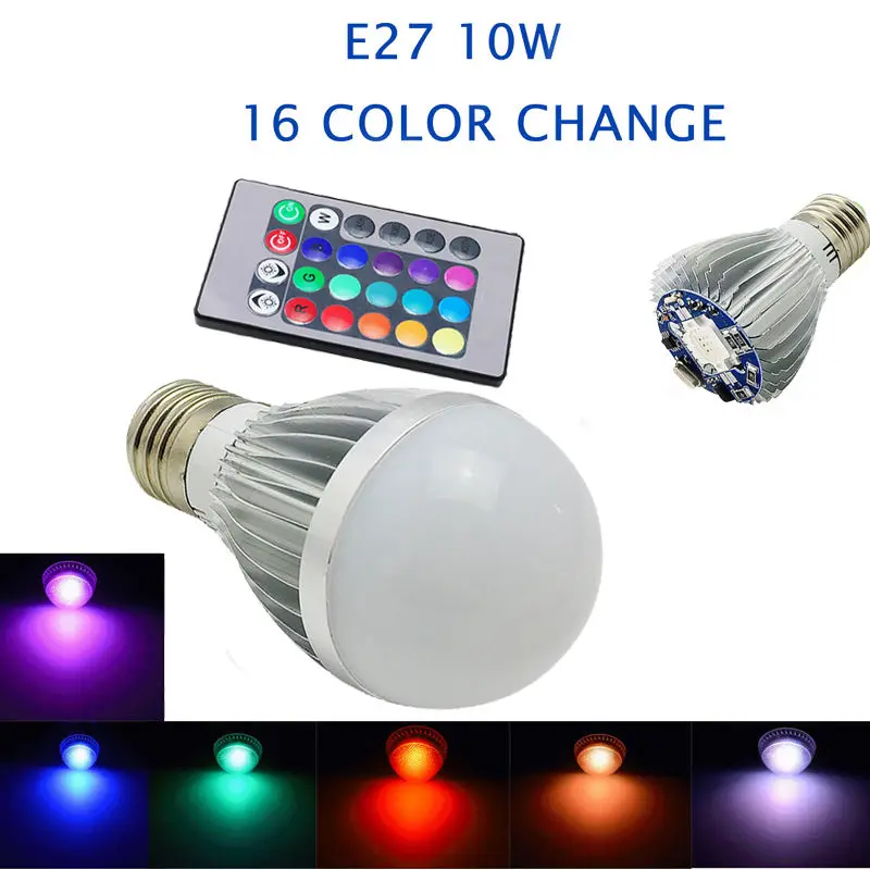 10 Вт 16 цветов RGB светодиодный светильник лампа AC 85-265 в + ИК-пульт дистанционного