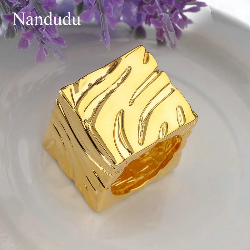Nandudu Square Rings Unisex Woman Man Gold Silver Color Cocktail Ring Accessories Fashion Jewelry Gift R867 R868 | Украшения и