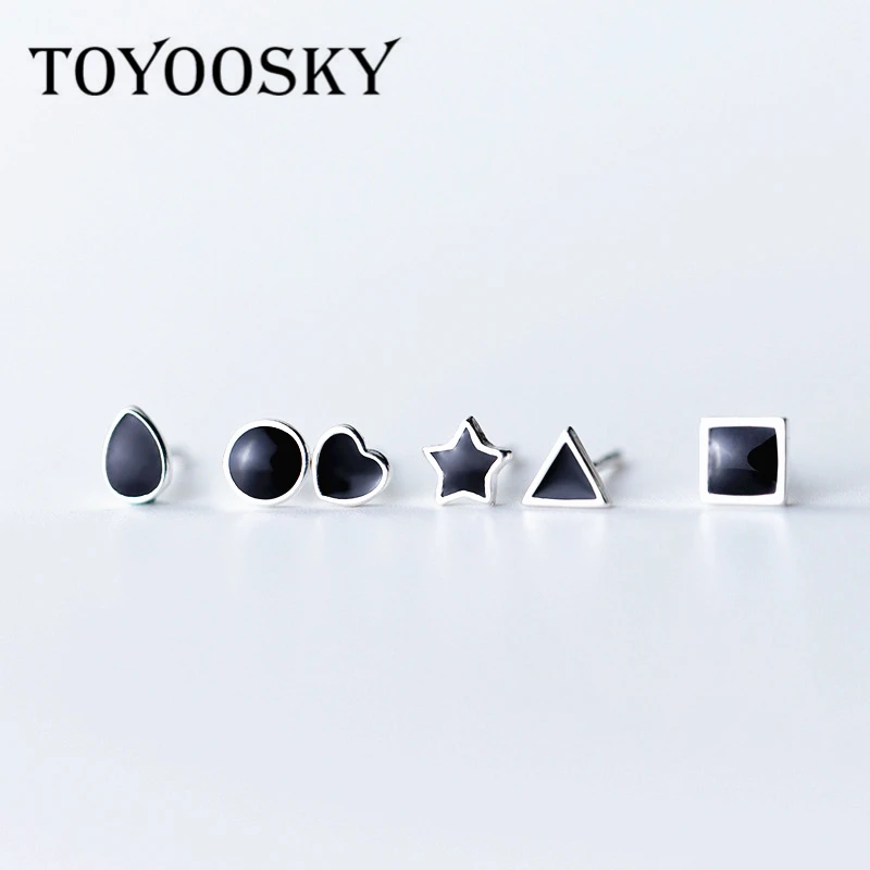 Женские и мужские серьги-гвоздики TOYOOSKY Классические Черные Квадратные круглые с