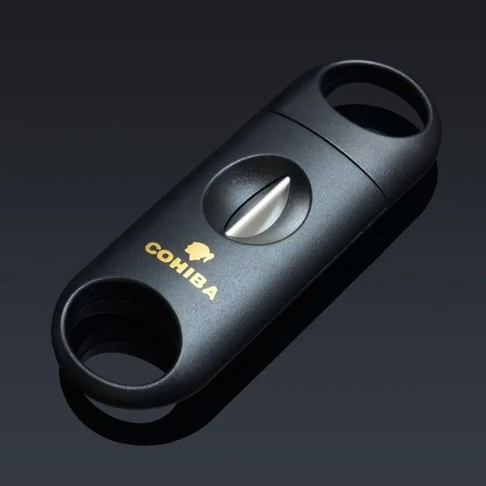 Черный COHIBA металлический V образный нож пластиковый сигарный резак ножницы V-Cut Clipper порт Куба сигары резак Cohiba аксессуары для сигар - Цвет: Черный