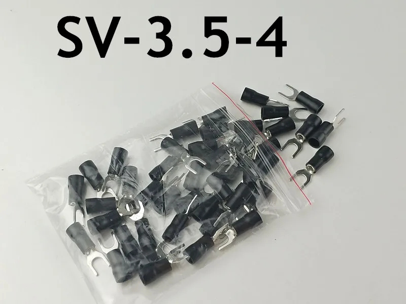 

SV3.5-4 Black Insulated Spade Fork Wire Connector Electrical Wiring Crimp Terminal wire Cable Connector 100PCS/PackSV3-4 SV