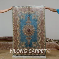 yilong 3x4 5 antique persian silk carpet exquisite blue karastan oriental rugs 0569