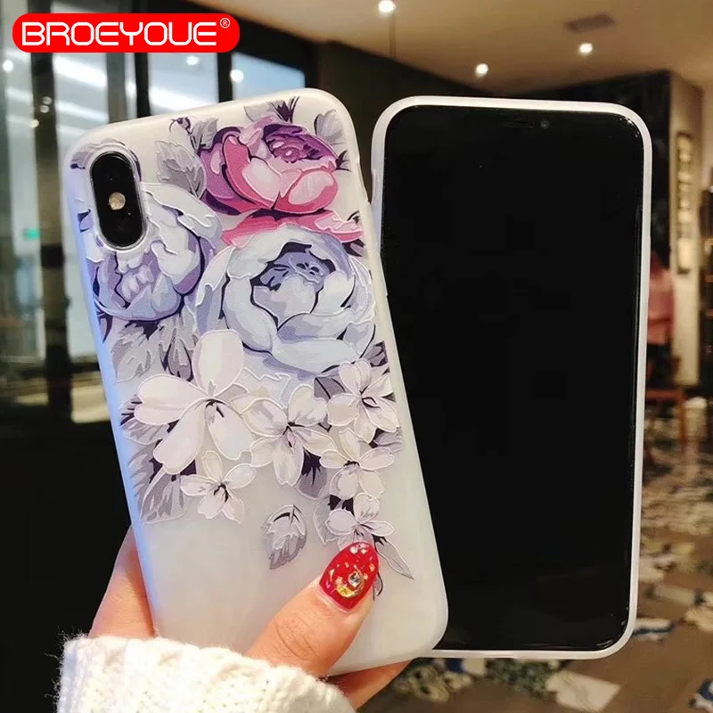 BROEYOUE Phone Case For Xiaomi Redmi 4X 4A 5A 5 Plus Note 4 Pro Prime Mi A1 5X Cases 3D Relief Silicone Floral Cover |