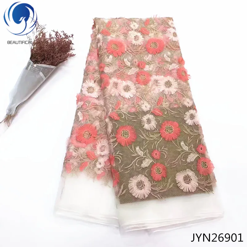 BEAUTIFICAL 3d lace fabrics 5 yards african net fabric with embroidery nigerian french high quality JYN269 | Дом и сад
