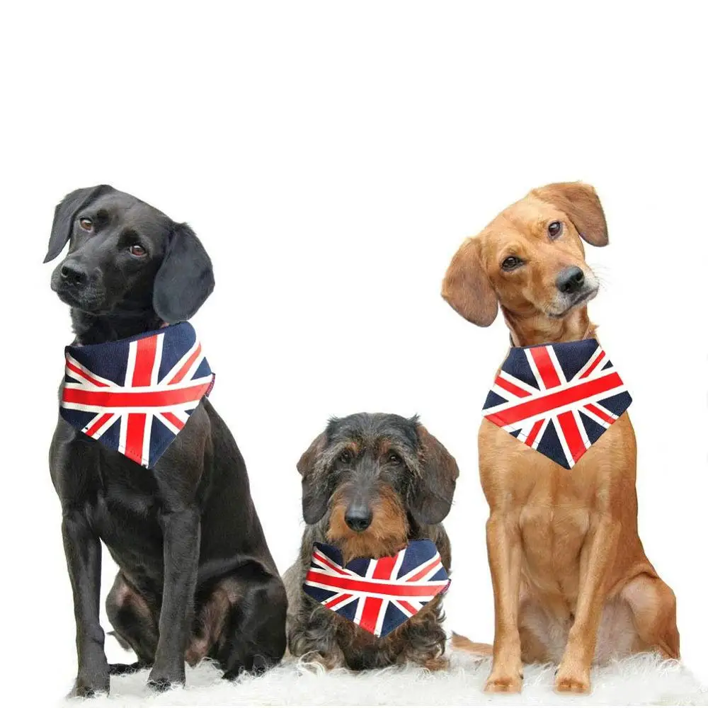 

NACOCO Dog American Flag Bandana Union Flag Bandana Adjustable UK & USA Flag Accessories Decoration for Small Medium Large Dogs