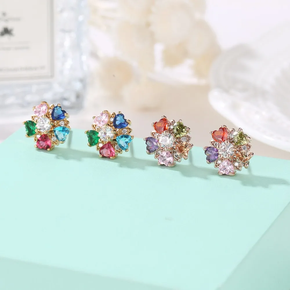Серьги гвоздики MOONROCY с фианитами женские яркие богемные ювелирные украшения в
