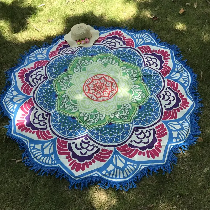 Женский шикарный гобелен с кисточками и индийской мандалой богемный пляжный