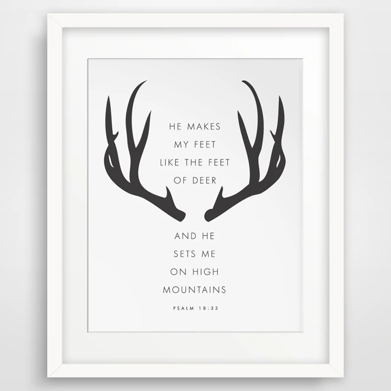 Олень Библейский стих печать христианская Настенная картина холст