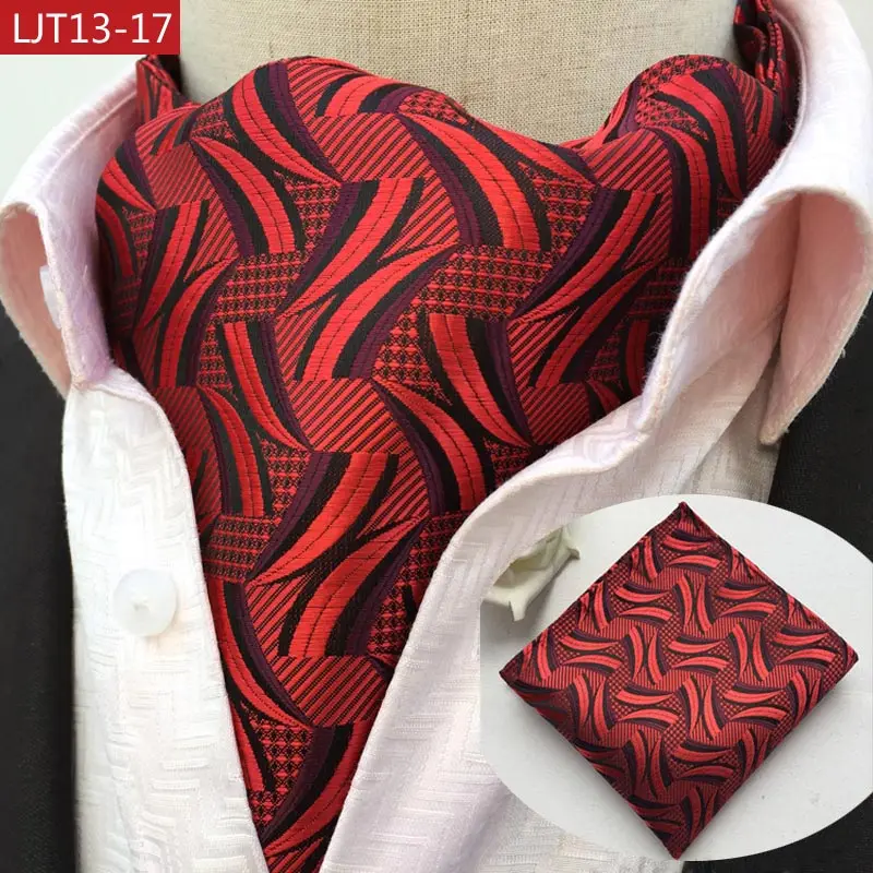 LJT13 1-17 Роскошные Для мужчин; комплект Ascot Винтаж Пейсли жаккарда с цветочным принтом шелковый галстук винтажный галстук модный мужской Карманный платок Square Set - Цвет: LJT13 17